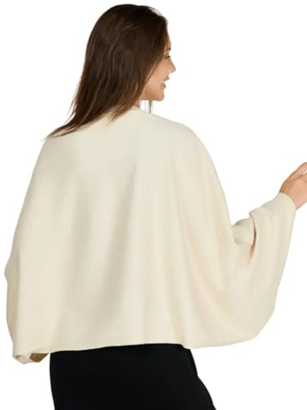 Knitted Shawl Wrap with Sleeves, Viscose Blend, 4-Way Wear, 57